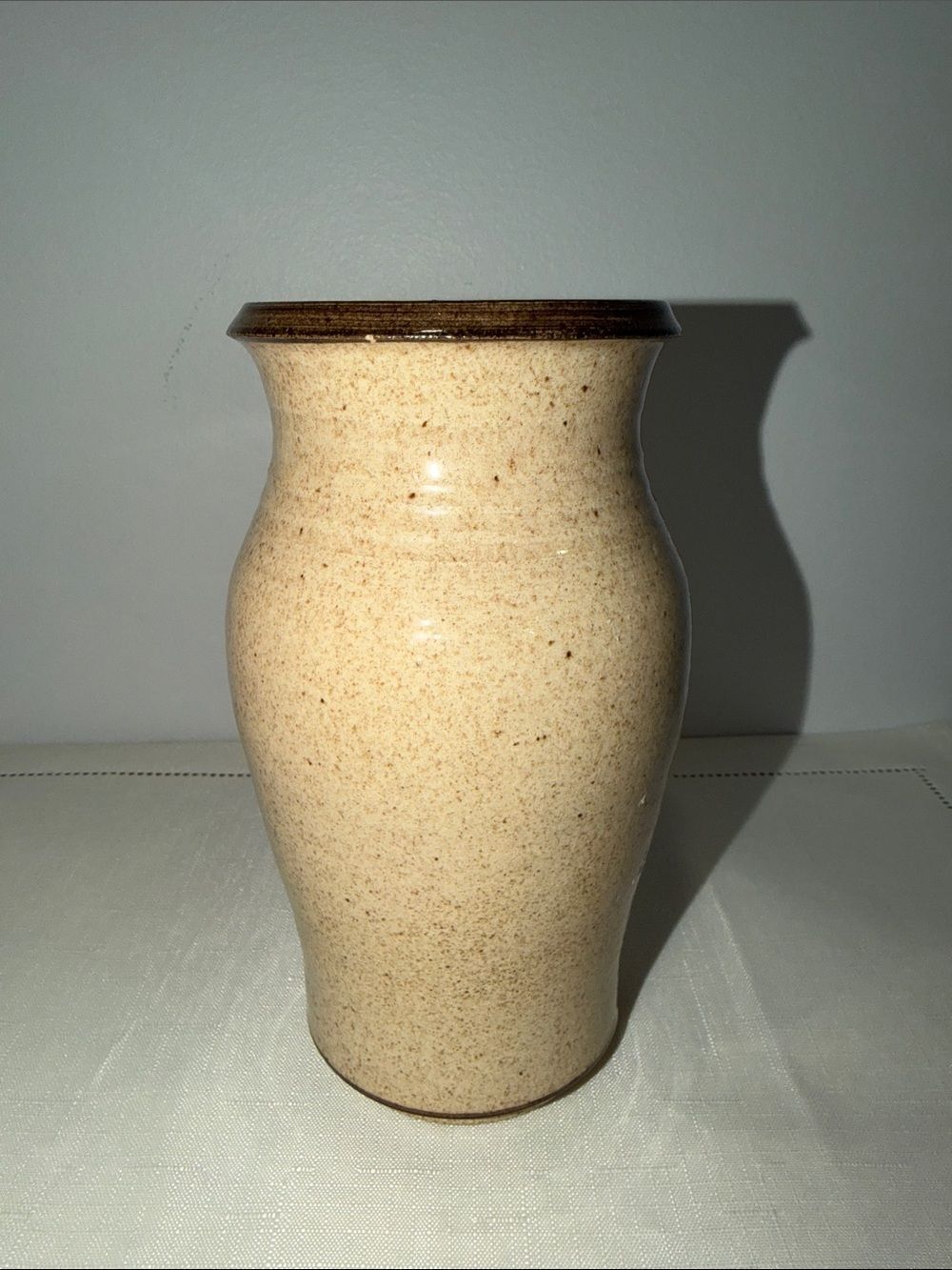 Handmade Pottery Vase Speckled Tan Brown - Picture 2 of 5
